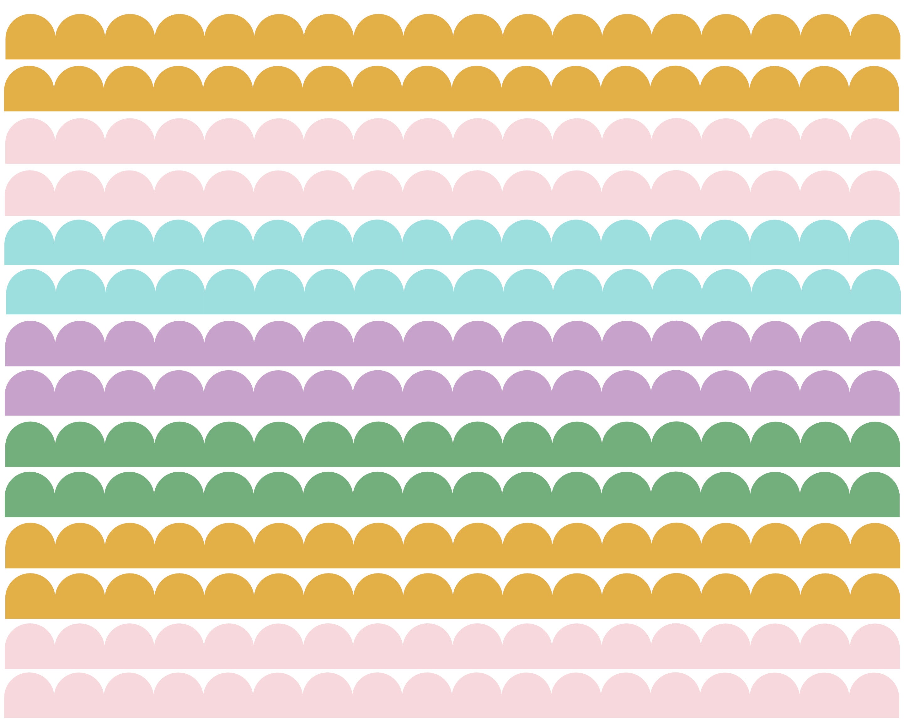 Decals Scalloped Rainbow Border Bulk Pack