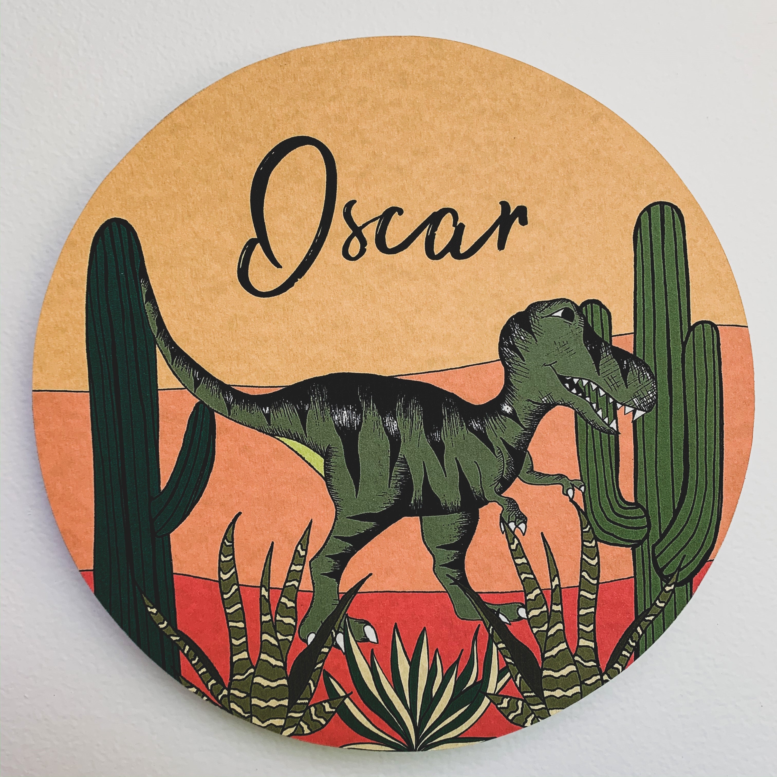 Personalised Wooden Dinosaur Plaque - Tyrannosaurus Rex