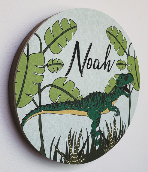 Personalised Wooden Dinosaur Plaque - Giganotosaurus Jungle – Dino Raw