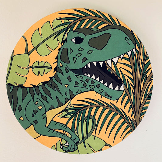 Wooden Dinosaur Plaque - Jungle Giganotosaurus Head