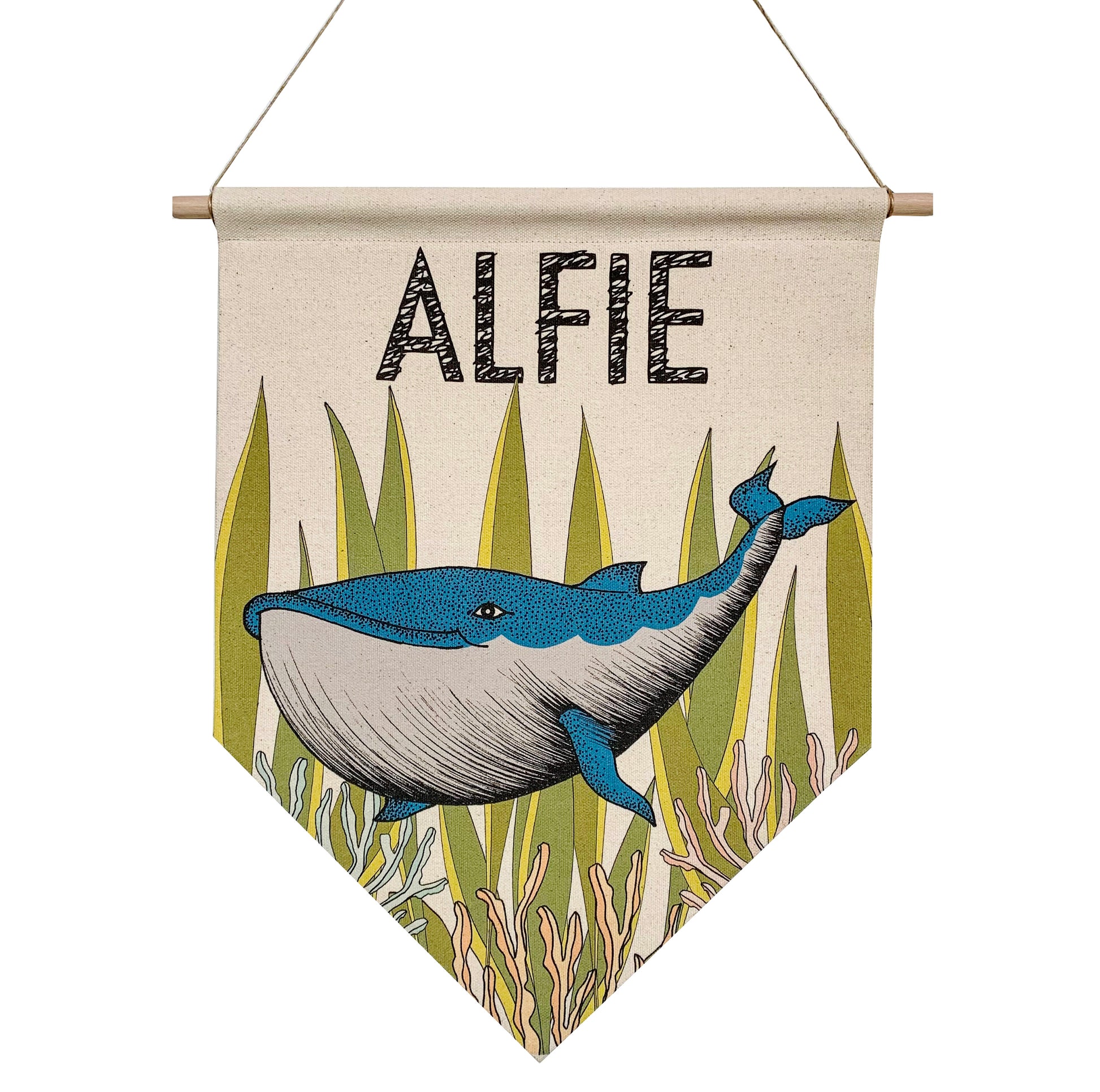 Personalised Under The Sea Name Banner - Whale – Dino Raw