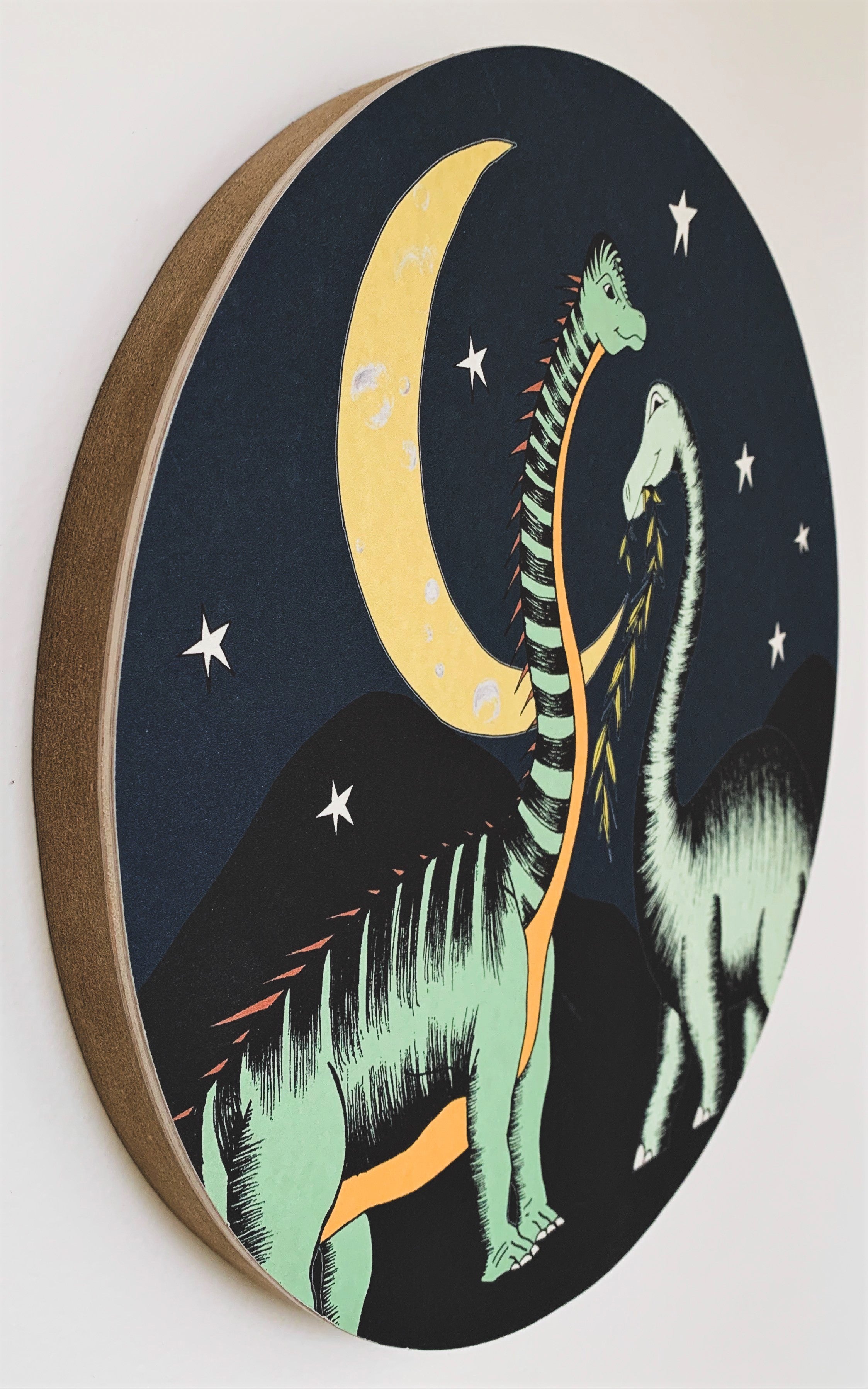 Wooden Dinosaur Plaque - Stars & Moon