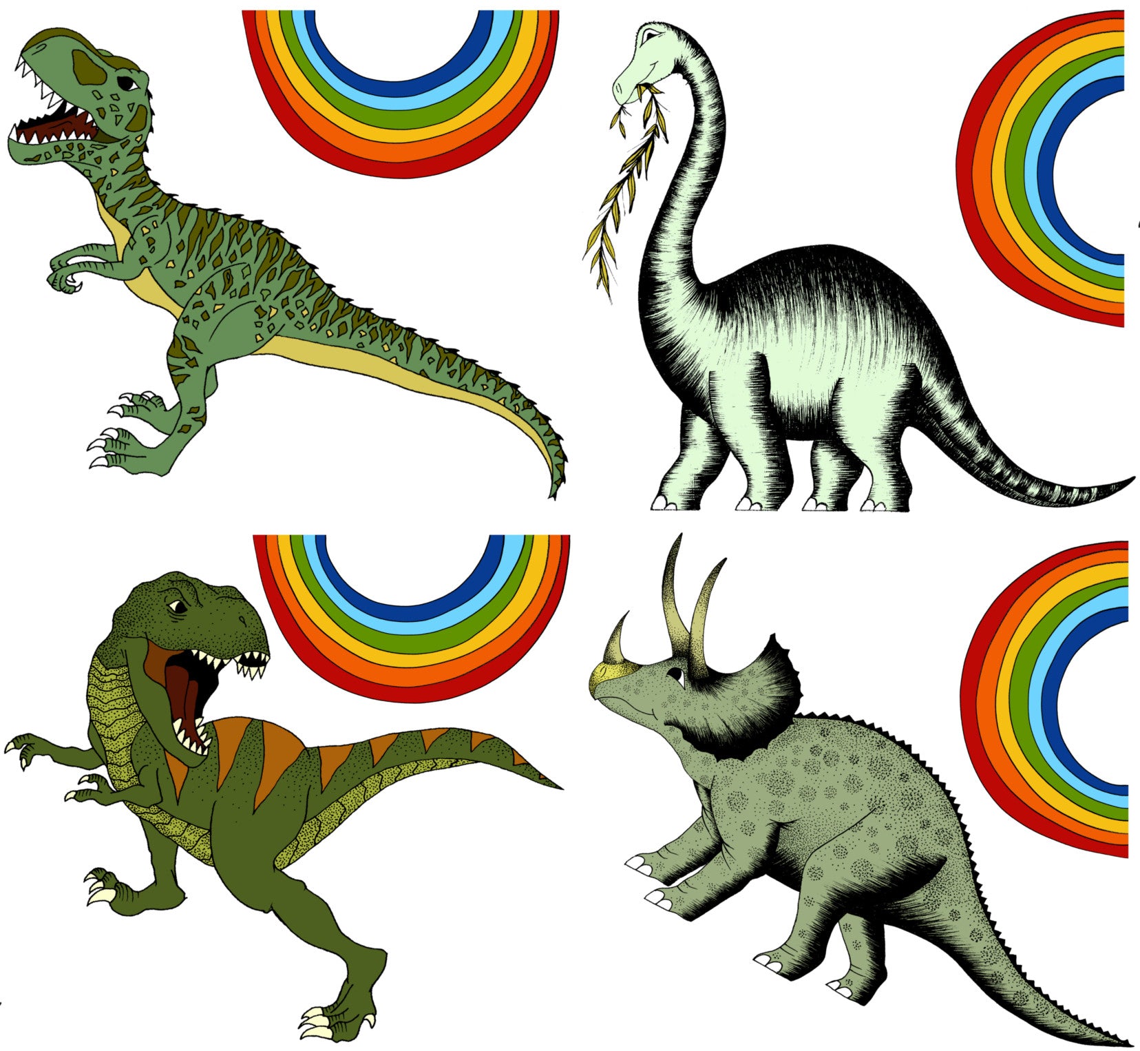 Decals - Single Dinosaur + Rainbow